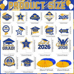 Graduation Decorations 2026 Blue and Gold Class of 2026 Banner Congrats Grad Bac