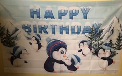 Penguin Birthday Backdrop 3ft X 5ft