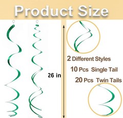 30 PCS Green Hanging Swirl Decorations, Ceiling Swirls Plastic Party Streamer