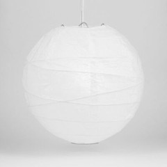 PaperLanternStore.com 16 Inch White Round Paper Lantern, Crisscross Ribbing, …