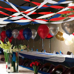 Crepe Paper Streamers 4 Rolls 328Ft, Red White Blue Silver Paper Party Streamers