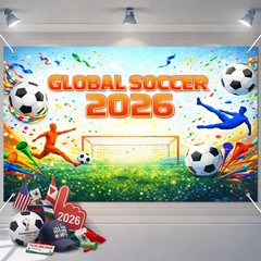 71×43 Inches Global Soccer 2026 Banner Soccer Tournament Party Decorations Fo…
