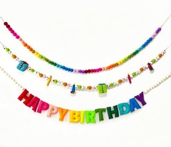 3Pcs Pre-Strung Happy Birthday Banner with Wool Balls, Rainbow Party