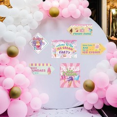 10PCS Pre-Printed Ice Cream Party Signs – Durable Decorations for All Occasions