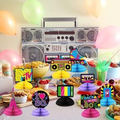 80s Party Decorations Back To The 80s Party Honeycomb Centerpieces Retro Tabl…