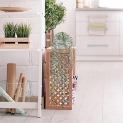 Decorative Hanging Plants for Shelf, Faux Ivy Eucalyptus Small, Light Green