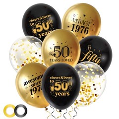 50th Balloons Party Decorations – 34Pcs Black and Gold 12 Inch Latex Confetti…