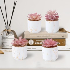 ZENIDA Succulent Artificial Plants,Cute Fake 2.2″ x 2.4″ x 3.3″, White