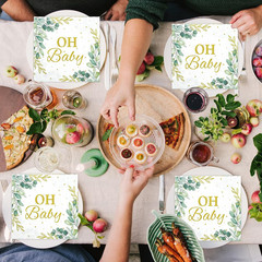 50Pcs Eucalyptus Leaf Oh Baby Napkins Greenery Baby Shower Party Supplies Sage G