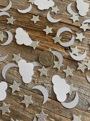 100PCS Moon Stars Table Scatter Confetti,Silver Glitter Moon Star Party Decor…