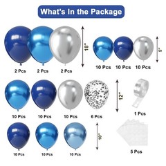 Blue Balloon Arch Kit, 102pcs Navy Blue Silver Blue Metallic Blue Difference …
