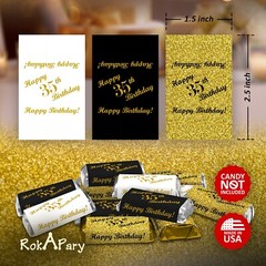 35th Birthday Mini Candy Bar Wrapper, (Set of 60) CANDY NOT INCLUDED