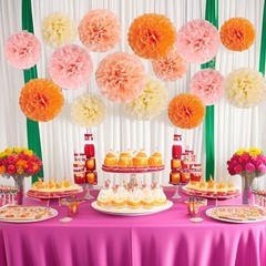 12 PCS Orange Paper Pom Poms Decorations 8 10 12 Inch Tissue Flowers