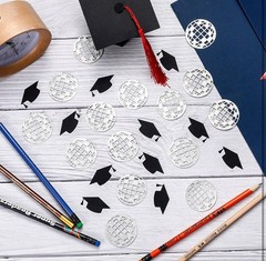 Sherr 400 Pcs Glitter Graduation Disco Confetti Black Bachelor’s Hat Silver