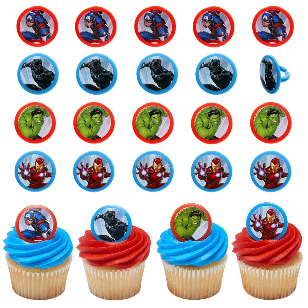 24 Marvel Avengers Rings | Super Hero Cupcake Toppers For Parties & Celebrati…