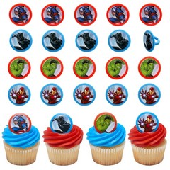 24 Marvel Avengers Rings | Super Hero Cupcake Toppers For Parties & Celebrati…