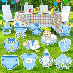 12 Pcs Blue Baby Shower Yard Decoration Its a Boy Outdoor Yard Sign with