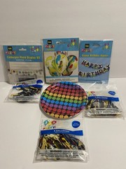 Birthday Party 7 Items Banners,clothespin Photo Kit Plates,Balloons Helium 24pcs