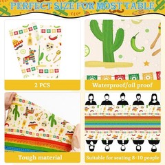 Stylish Mexican Theme Table Decorations – 2 Water-Resistant Cinco De Mayo Cloths