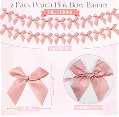 2Pcs Bow Garland Banner, Ribbon Bow Party Decorations for Baby Shower Girls Bow