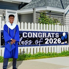 2026 Graduation Yard Sign Large Congrats Grad Banner Blue Class of 2026 Banne…