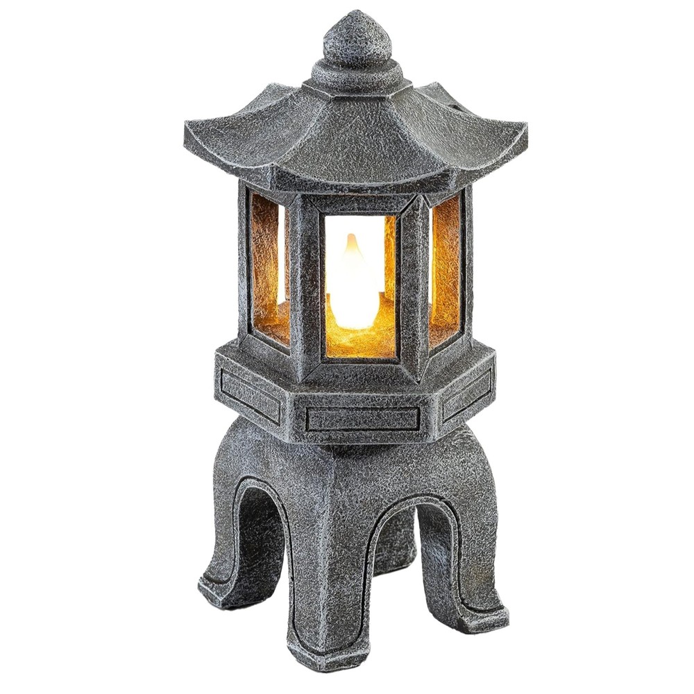 VP Home Solar Powered Asian Statue, Pagoda Garden Decor, Outdoor Zen Garden L…