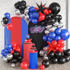 Red Blue Black Balloon Arch Kit, Blue Black Balloons Garland with 22 Inch Star