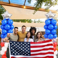 Red White and Blue Balloon Column Stand Kit Set of 2, 4th of July Balloons Pa…