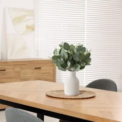 Dahey Artificial Eucalyptus Stems in Ceramic Vase Centerpiece Medium, White