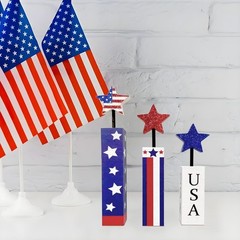 Charming 3-Piece Wooden Firework Decor – Ideal for 4th of July Celebrations
