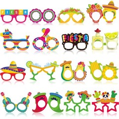 32 Pcs Mexican Fiesta Party Decorations Paper Eyeglasses Taco Cactus Pinata C…