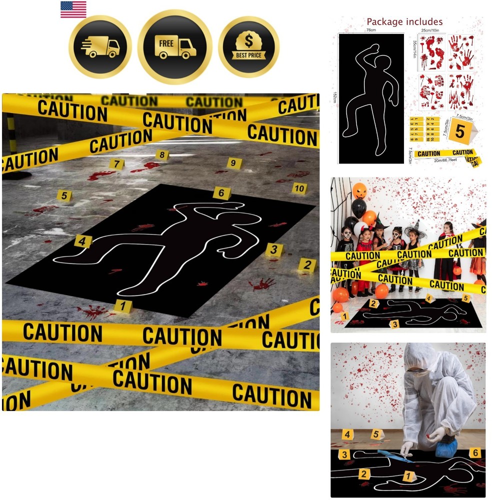 16 Pieces Halloween Crime Scene Decorations Kit Murder Mystery Dinner Party G…