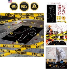 16 Pieces Halloween Crime Scene Decorations Kit Murder Mystery Dinner Party G…