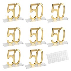 8 PCS Mirror Gold 50th Birthday Decoration Adhesive Dot Anniversary Centerpieces