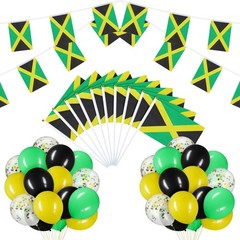 56 Pcs Jamaica Party Decorations Set 2 Jamaican String Flag Banner 10 Hand He…