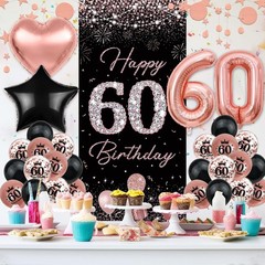 Versatile 60th Birthday Decorations – Rose Gold & Black Theme for Celebrations