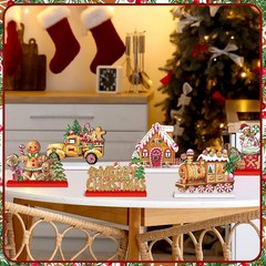 6 Pcs Christmas Gingerbread Man Table Decoration Signs Wooden Christmas Table…
