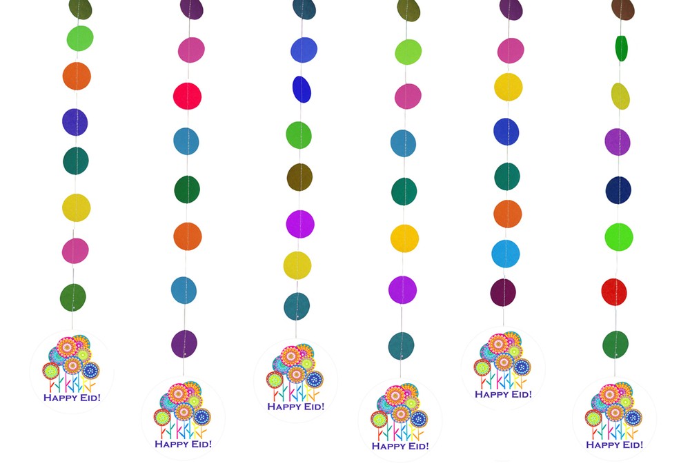 Happy Eid Flower Party Hanging Islamic Muslim Holiday Decoration (6 Pack)