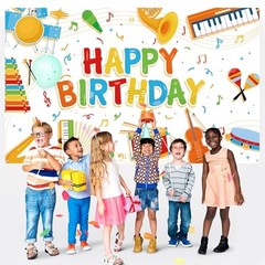 Music Note Banner Decorations for Kids – Happy Birthday Musical Instrument