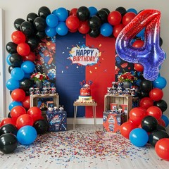 40 Inch Red Blue Number Balloon No.4, Red Blue Foil Number Balloon for , Them…