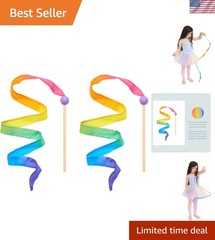 Mini Rainbow Streamer – Long Ribbon Wand for Kids, Pretend Play, Dance, Baton…
