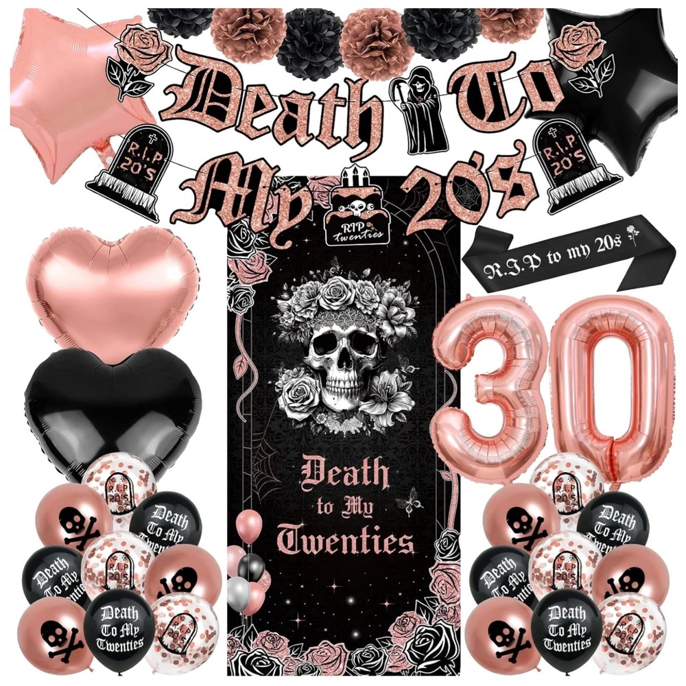 Death to My 20s Decorations, 30th Birthday Decorations for Her, Rip 20s Banne…