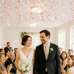 Pink Hanging Swirl Decorations for Party – 42PCS Rose Gold Foil Ceiling Streamer