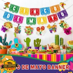 Epakh 3pc Cinco De Mayo Banners Fiesta Mexican Garland Party Decorations