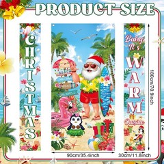 3 Pcs Summer Christmas Party Decorations 35x 71 Inches Christmas Door Cover 1…