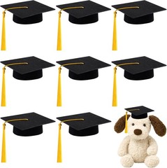 Mini Graduation Caps with Tassels 9 Pack Small Plush Toy Dog Decoration
