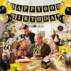 60Th Birthday Decorations for Men, 35Pcs Black Gold Back in 1966 Birthday Party