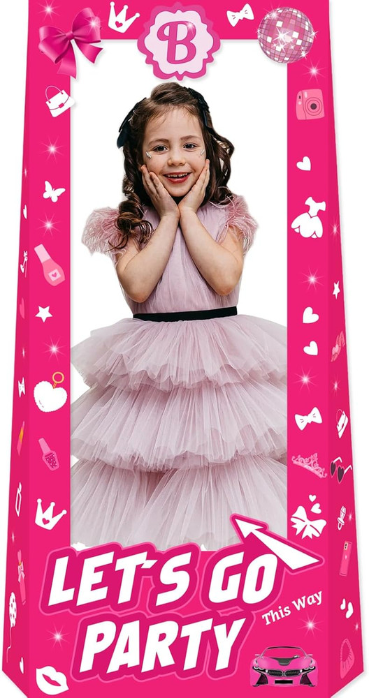 Hot Pink 4.5Ft Tall Life Size Stand-In Cardboard Doll Photo Booth Props for Girl
