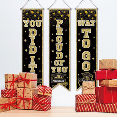 Graduation Party Decorations Indoor – Black Gold Class of Congrats Grad Porch Si