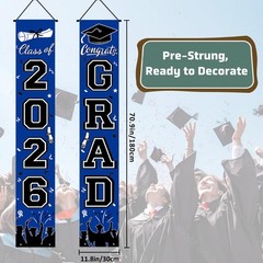 Graduation Decorations 2026 Porch Banner, Graduation Banner Class of 2026, Bl…